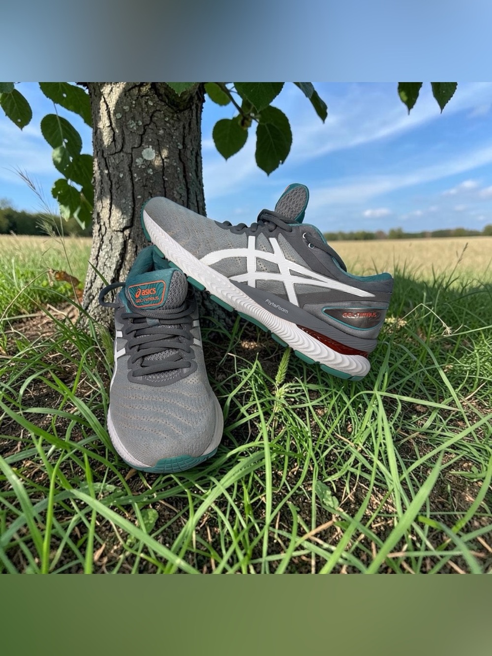 Asics Gel Nimbus 22 Flyte Foam Women’s Gray Green Running Shoes  Sz 8.5